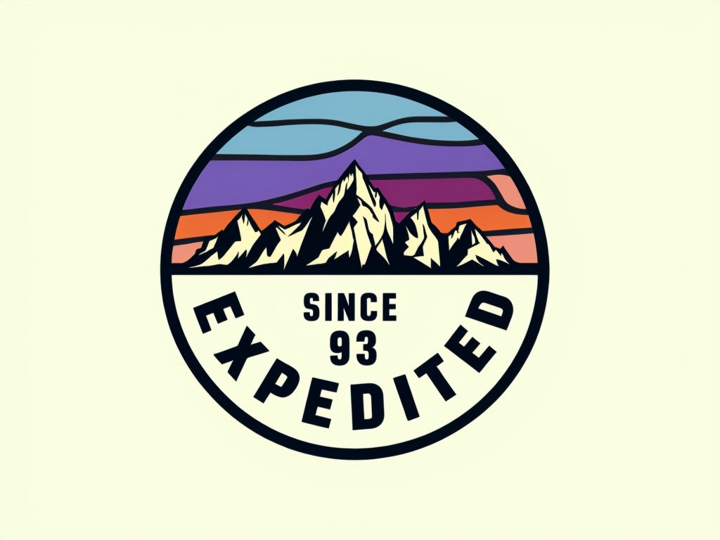 Vintage Mountain Adventure Logo Design with Since 93 Text