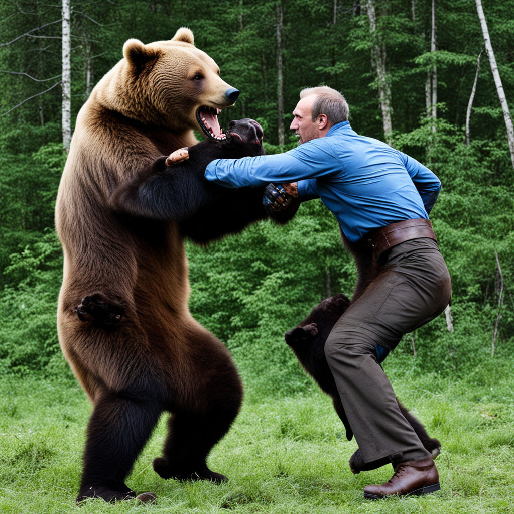 Russian man-bear fight zomby by Sergey Bagrintsev - Playground