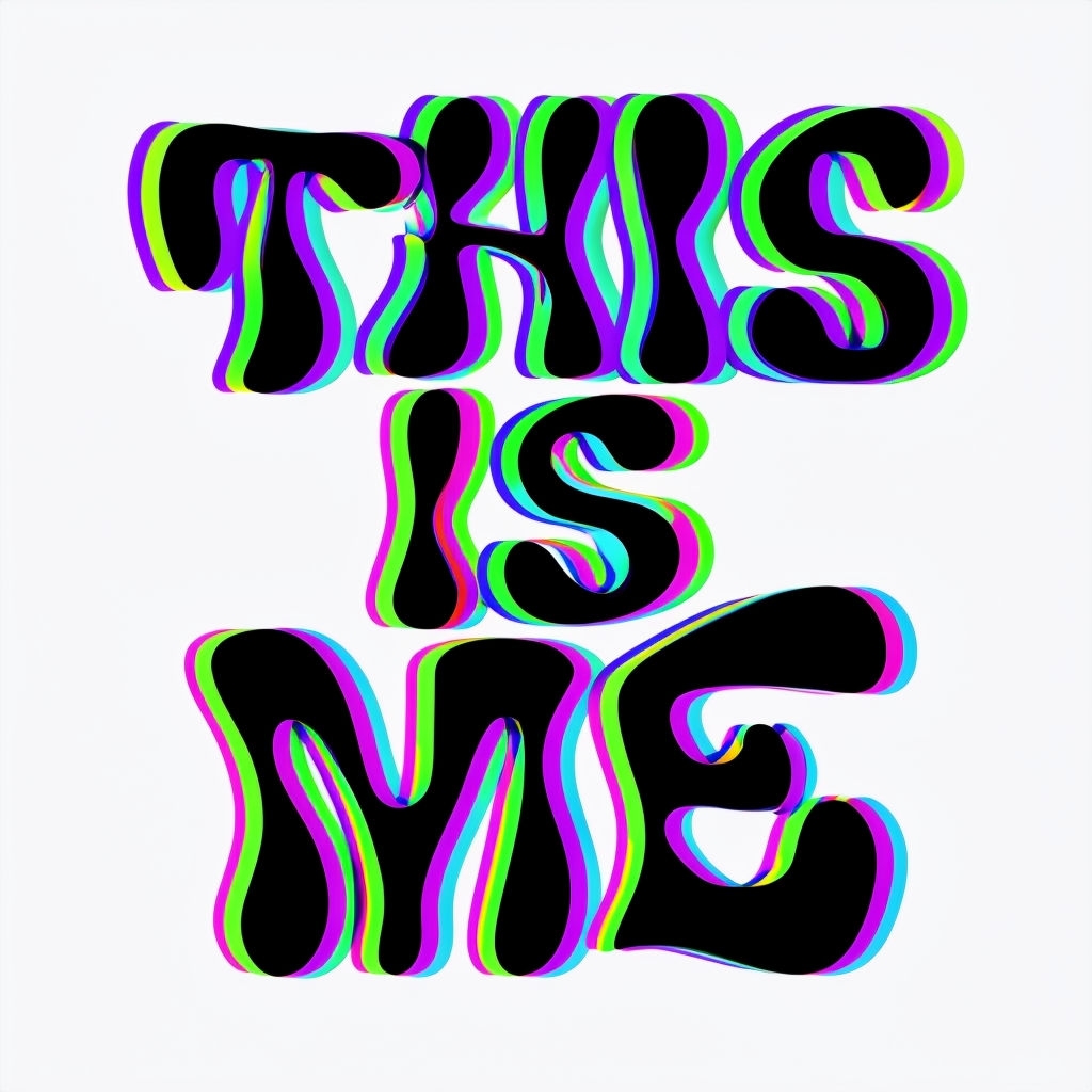 Bold Abstract "THIS IS ME" Neon Typography T-shirt