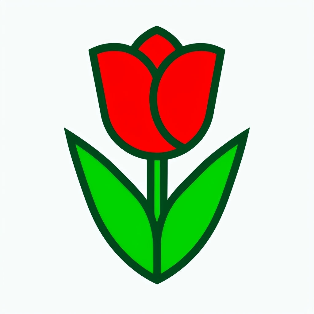 Vibrant Red Minimalist Tulip Flower Illustration Sticker