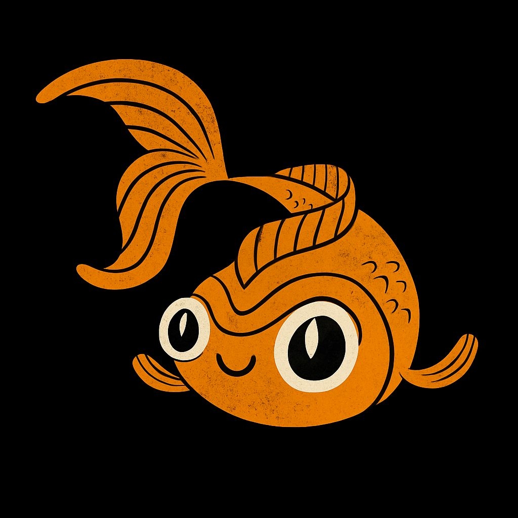 Playful Orange Goldfish Cartoon Illustration T-Shirt