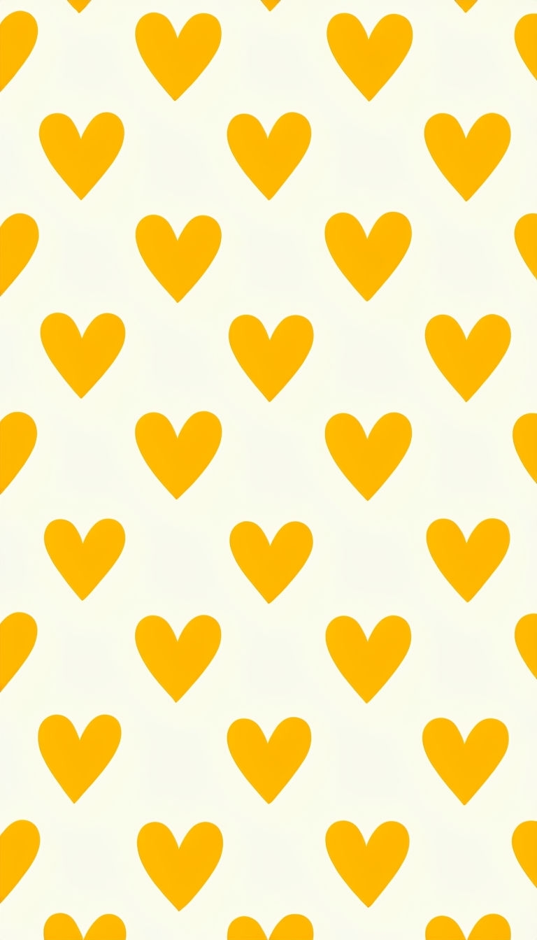 Amber Yellow Heart Pattern on Cream Background Phone Case Cover