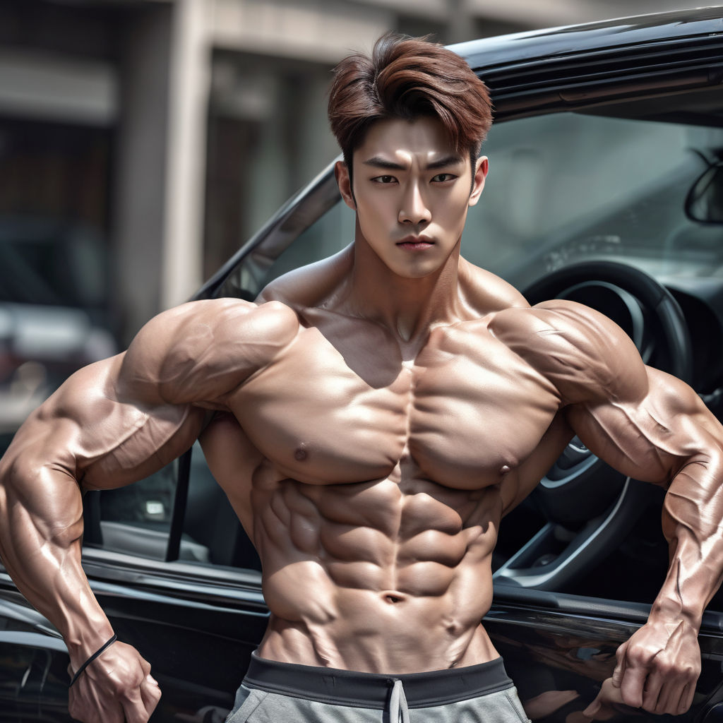 handsome muscular Korean model