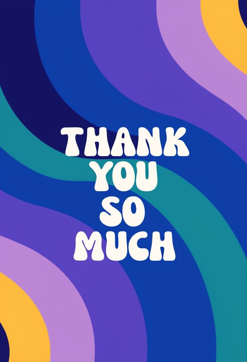 Cheerful Retro Thank You Graphic Design Card