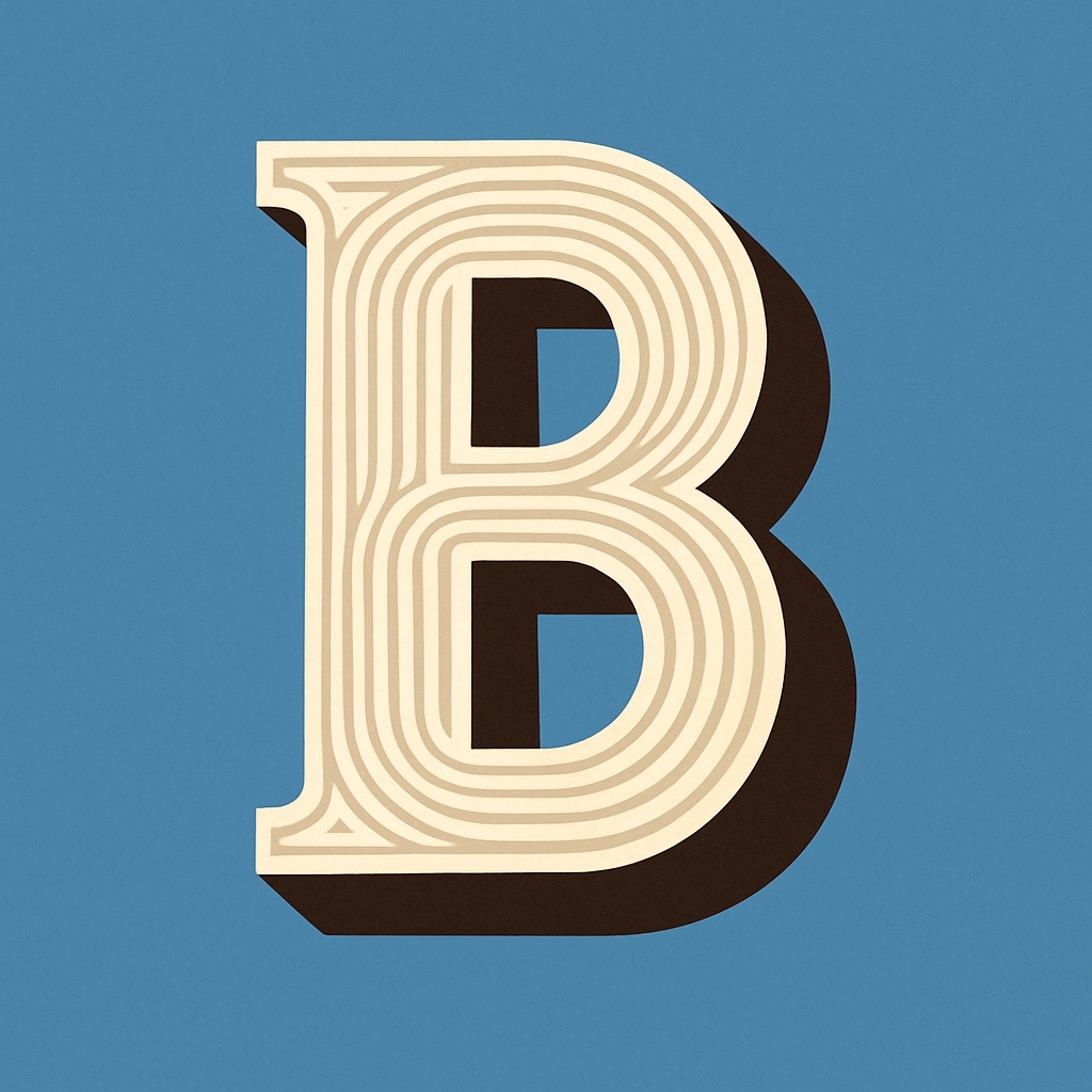 Vintage Three-Dimensional Letter B Monogram Design