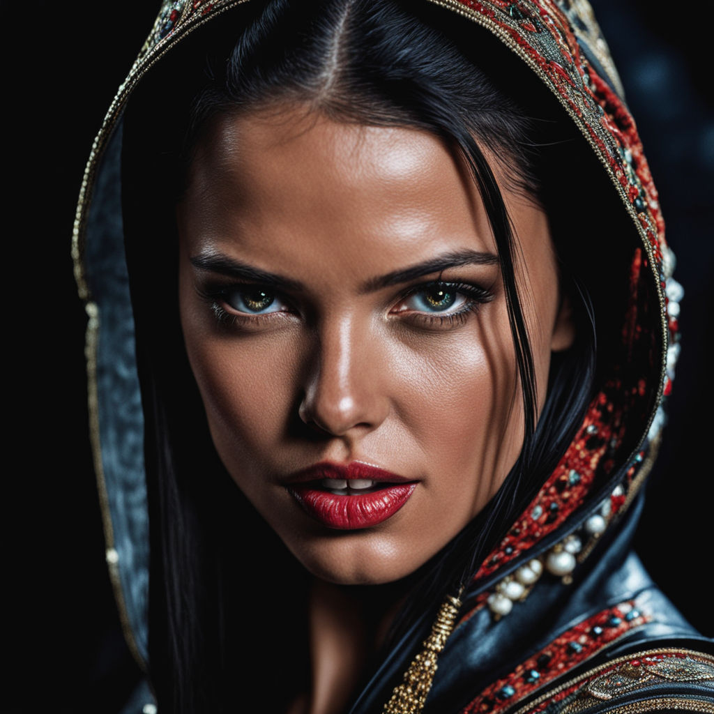 close up portrait of Adriana Lima