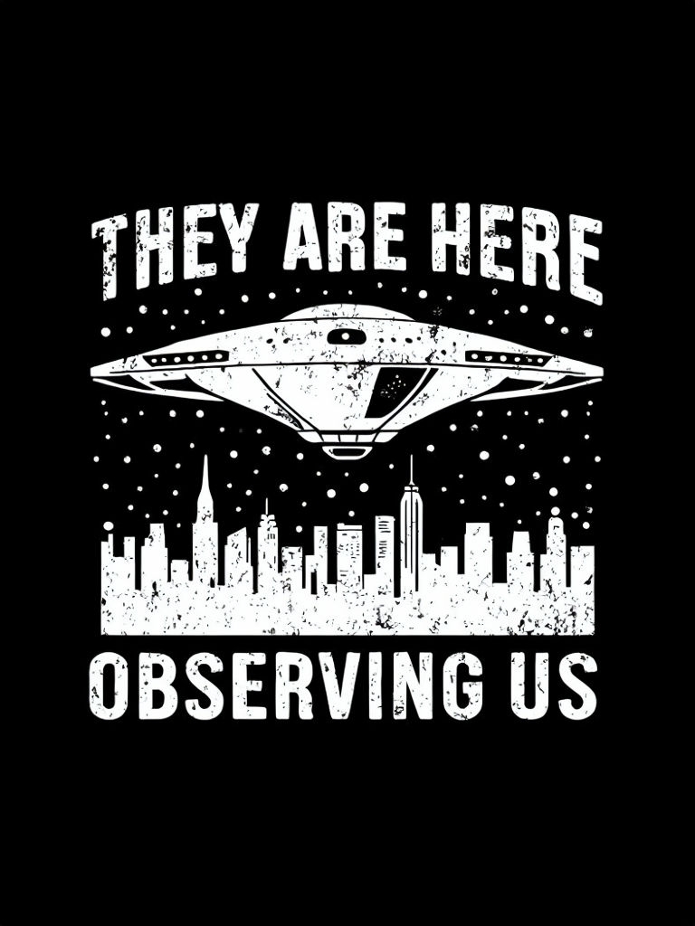 Distressed Alien Scout Ship Graphic T-Shirt Design