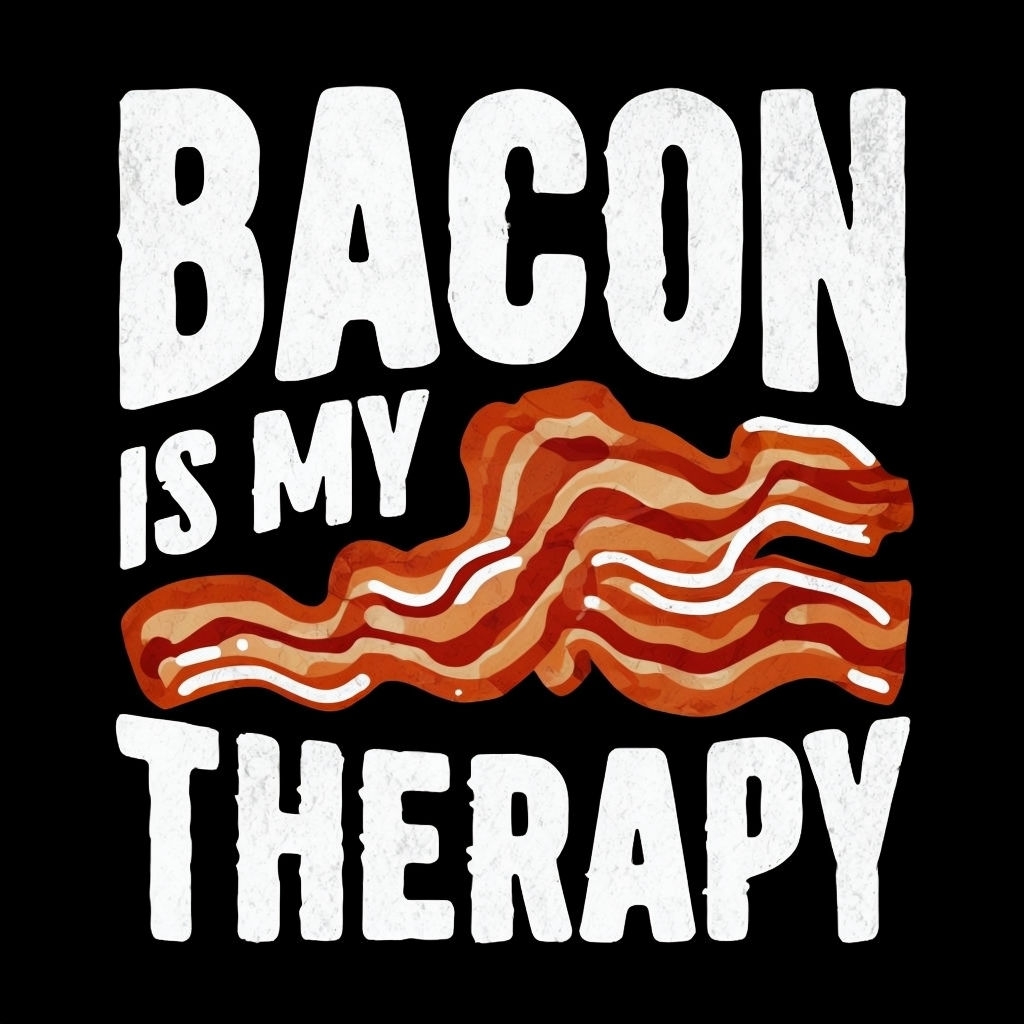 Bacon is My Therapy Humorous Food Graphic T-Shirt