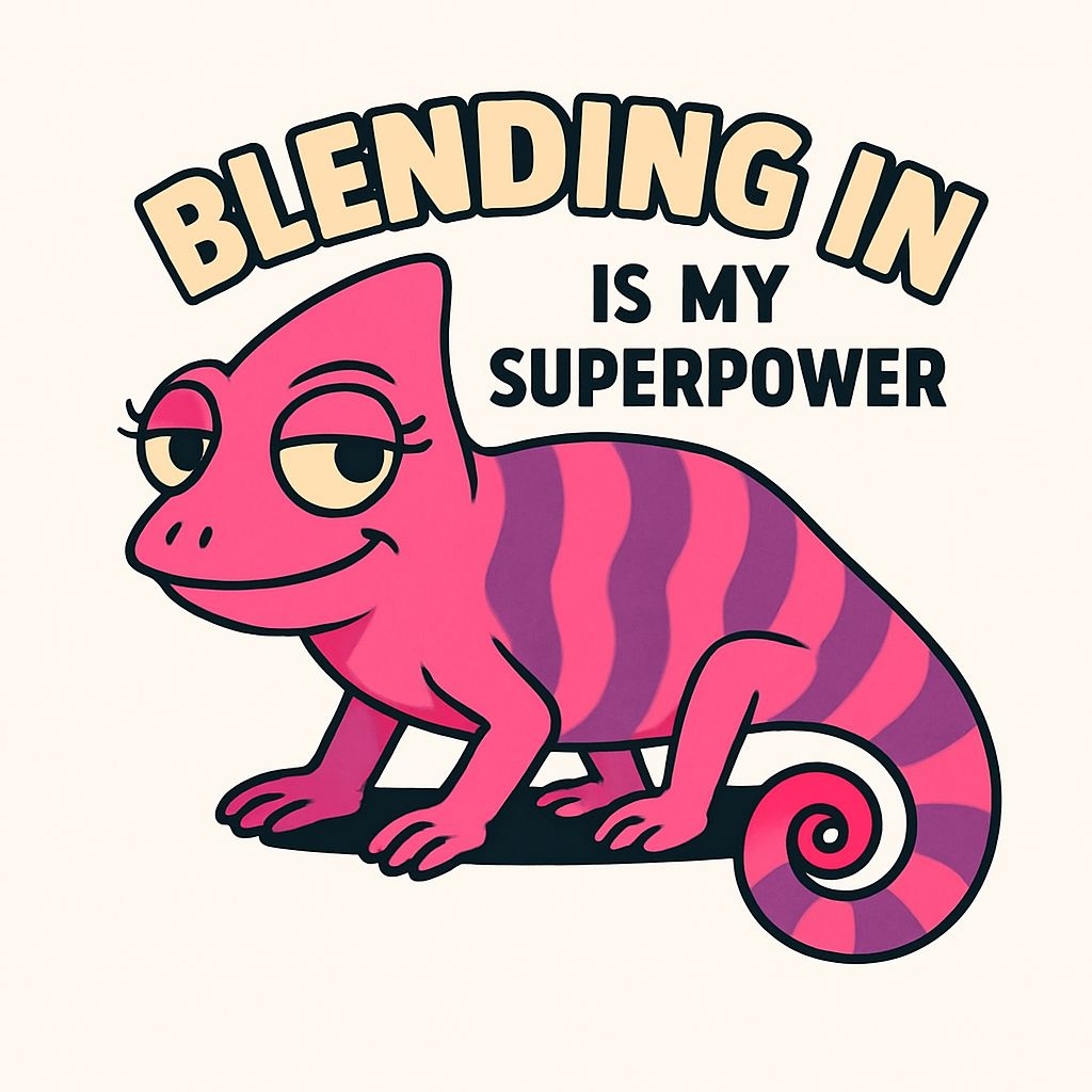 Vibrant Cartoon Chameleon with Superpower Quote Sticker