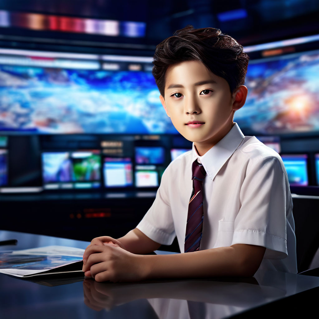 Korean boy news anchor seated at a sleek by 風險管理與保險系張惠慈 - Playground