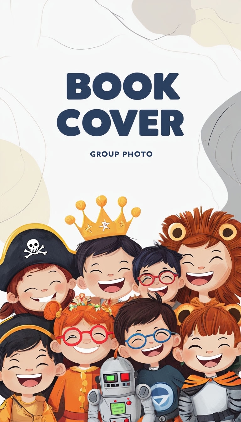 Colorful Cartoon Children in Costumes Group Photo EBook Cover