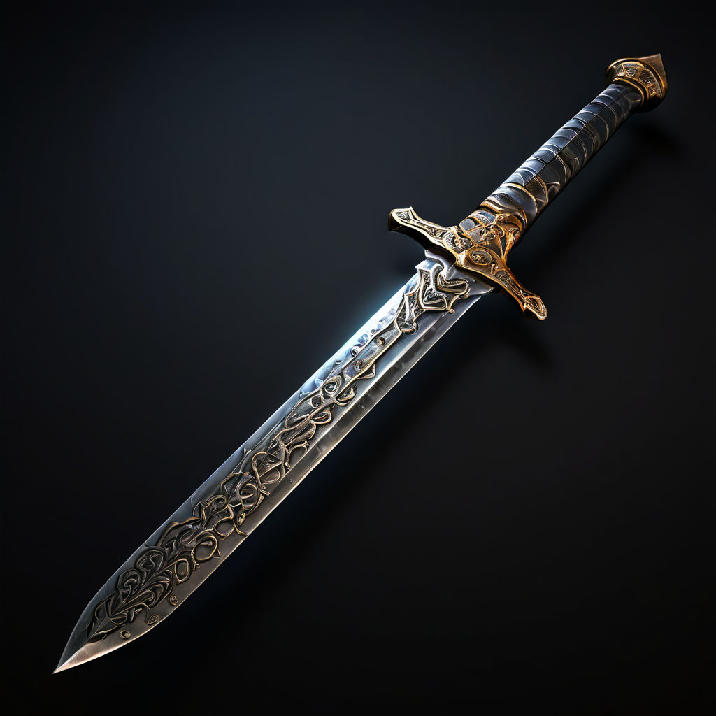 Realistic Sword Featuring Intricate Runes Etched Along The B By 