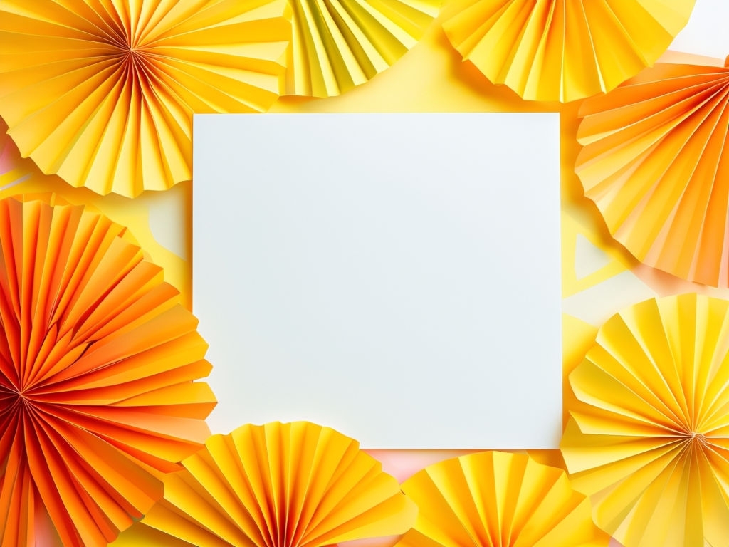 Vibrant Card Stock Surrounded by Colorful Paper Fans Photography Cards & Invites