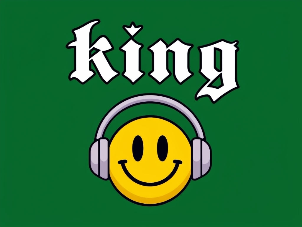 Gothic King Smiley Face with Headphones T-Shirt