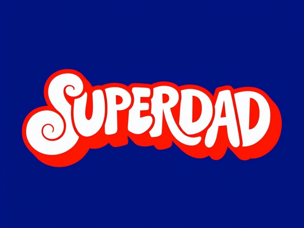 Bold Superdad Graphic in Red and Blue T-shirt