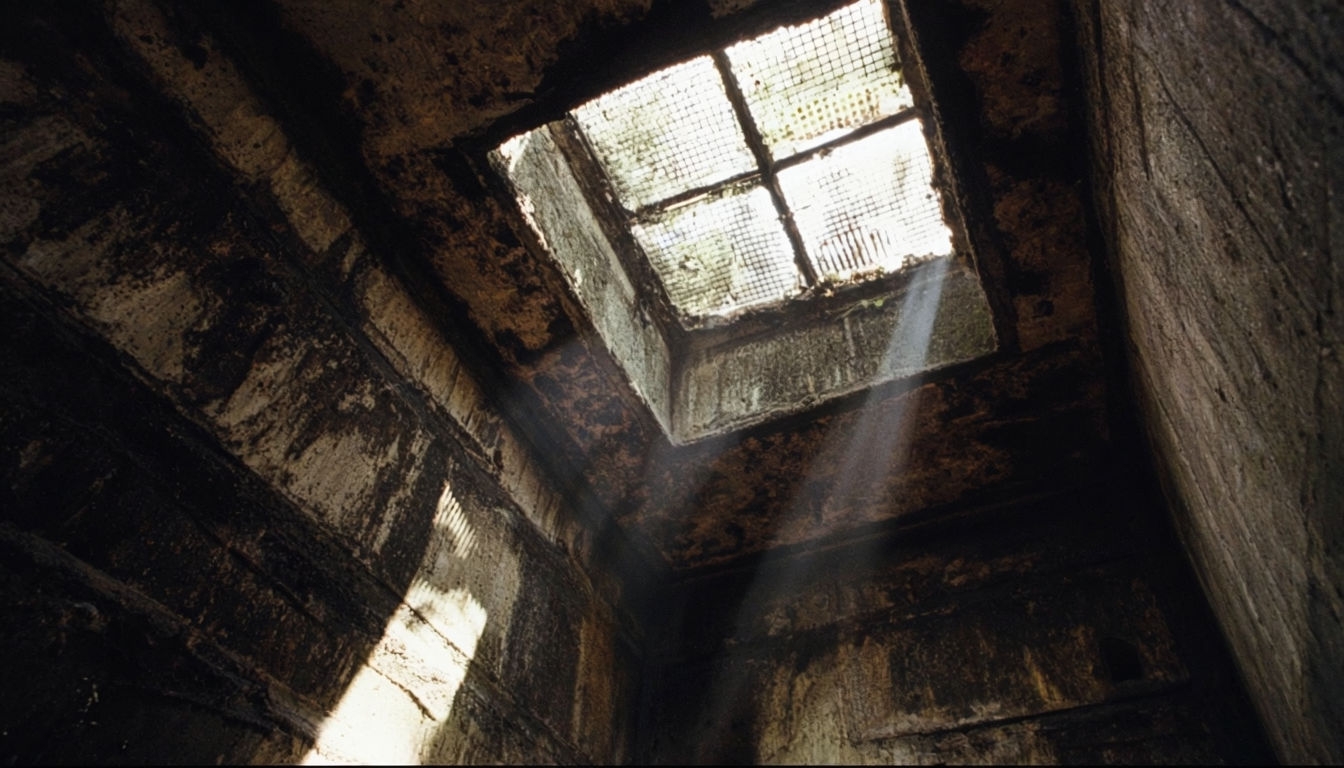 Eerie Abandoned Structure Interior with High Contrast Lighting Virtual Backgrounds