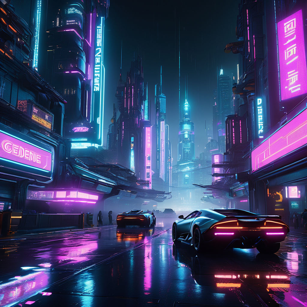 Cyberpunk cityscape drenched in neon lights by Bjørn Bjelland - Playground