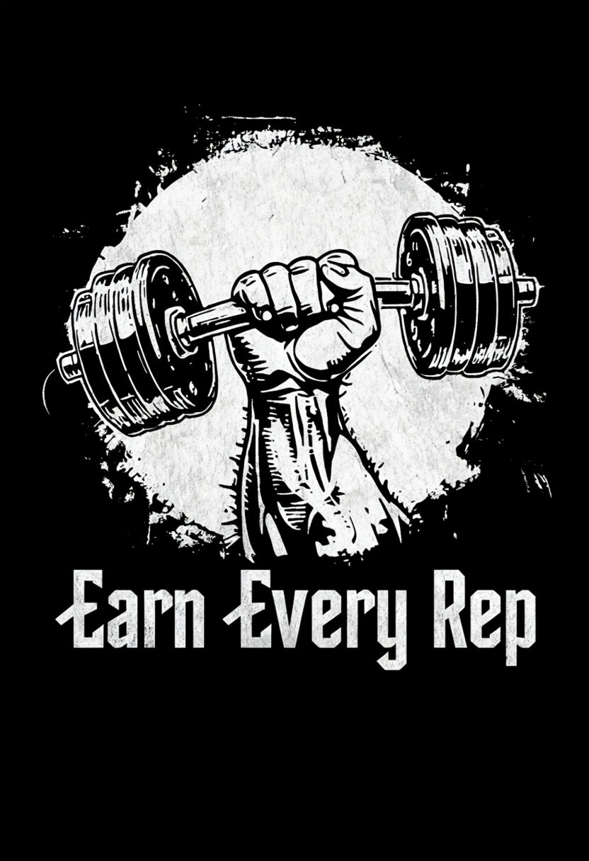 Vintage Gym Barbell Hand Illustration with Motivational Quote T-shirt