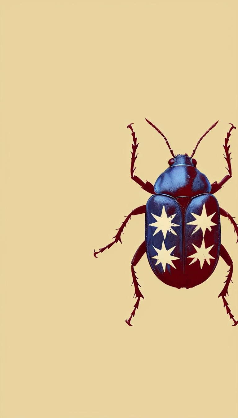 Blue Beetle with White Stars on Light Yellow Background Phone Case Cover