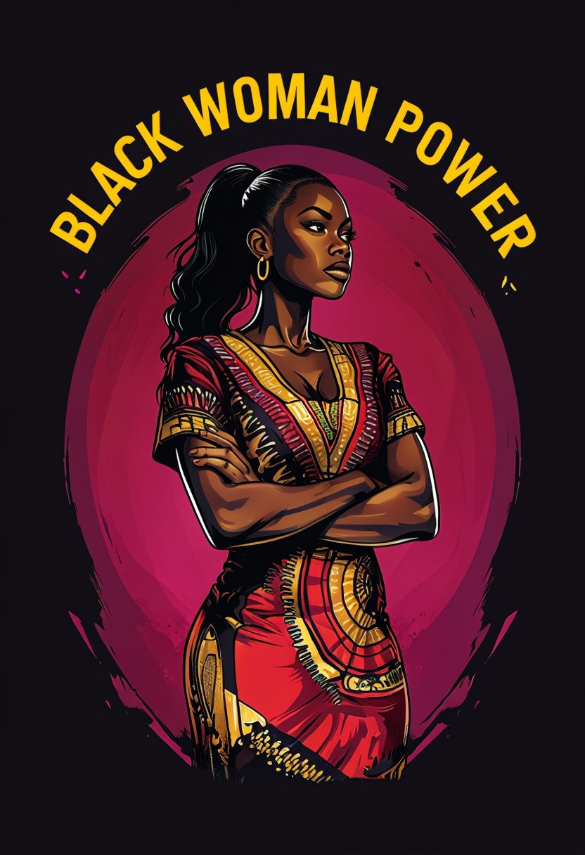 Empowering Black Woman Power Illustration with Bold Design Poster