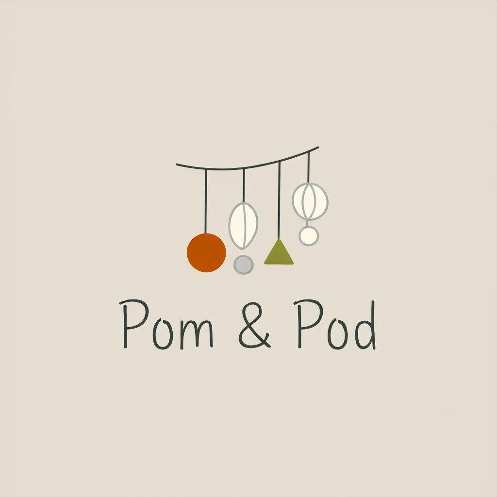 Minimalist Japandi Pom & Pod Logo Design with Earthy Colors Logo
