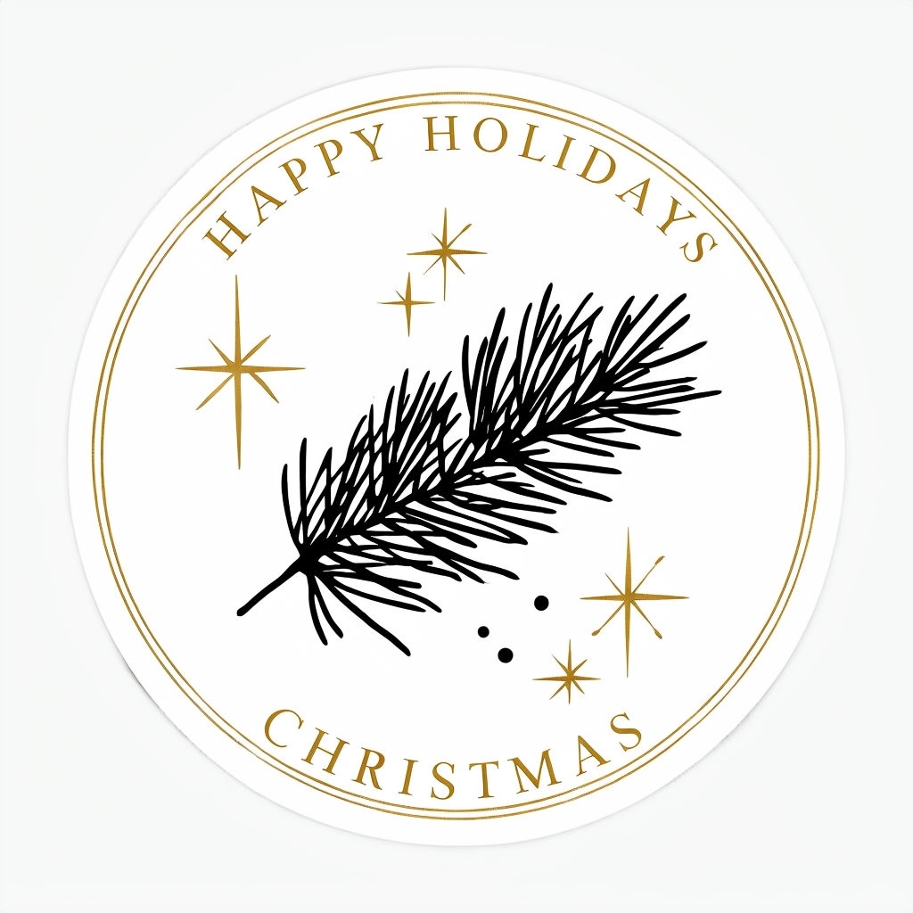 Elegant Gold and Black Minimalist Happy Holidays Sticker