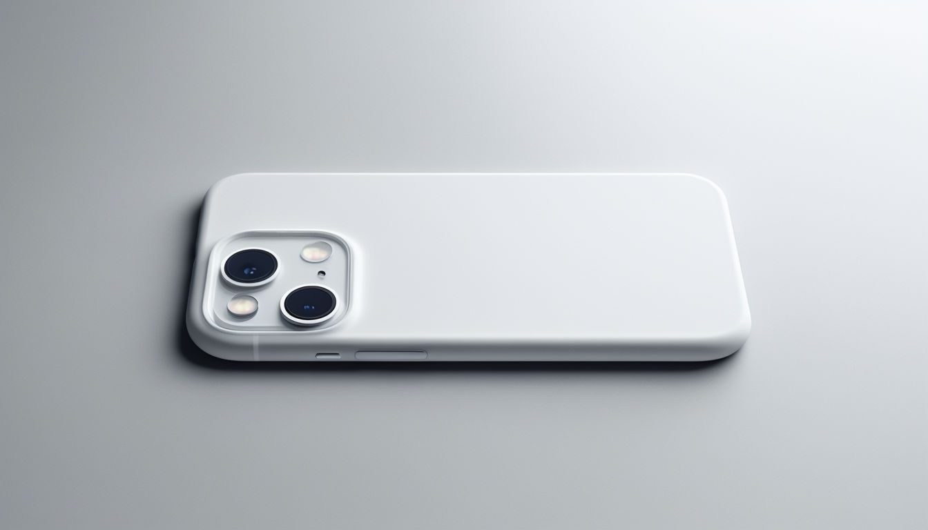 Minimalist White Smartphone with Triple-Lens Camera Mockup