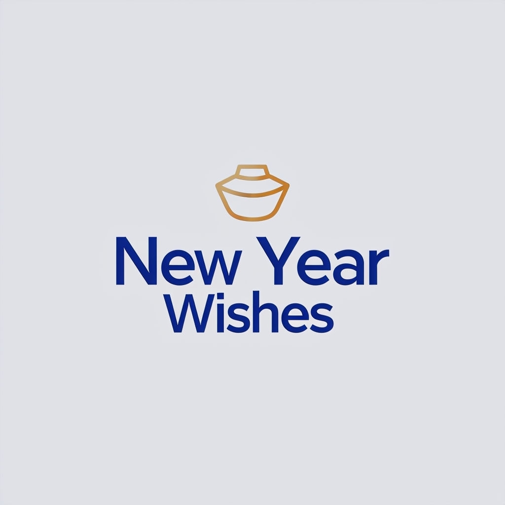 Elegant Minimalist New Year Wishes Logo with Gold Ingot