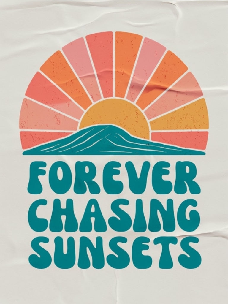 Retro Sunset Chasing Adventures Graphic Design Poster