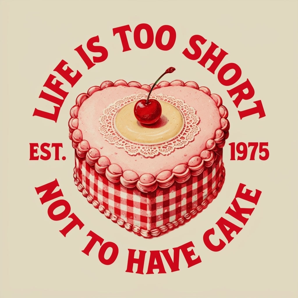 Vintage Heart-Shaped Cake Illustration T-Shirt