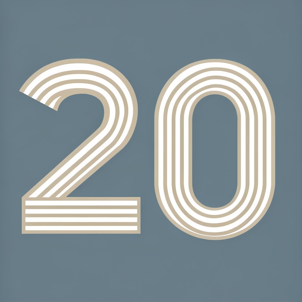 Minimalist 20th Anniversary Celebration Poster Design Monogram