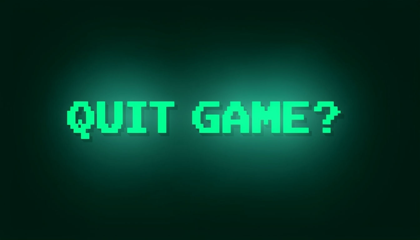 Retro 80s Video Game Neon Quit Game Text Graphic Background