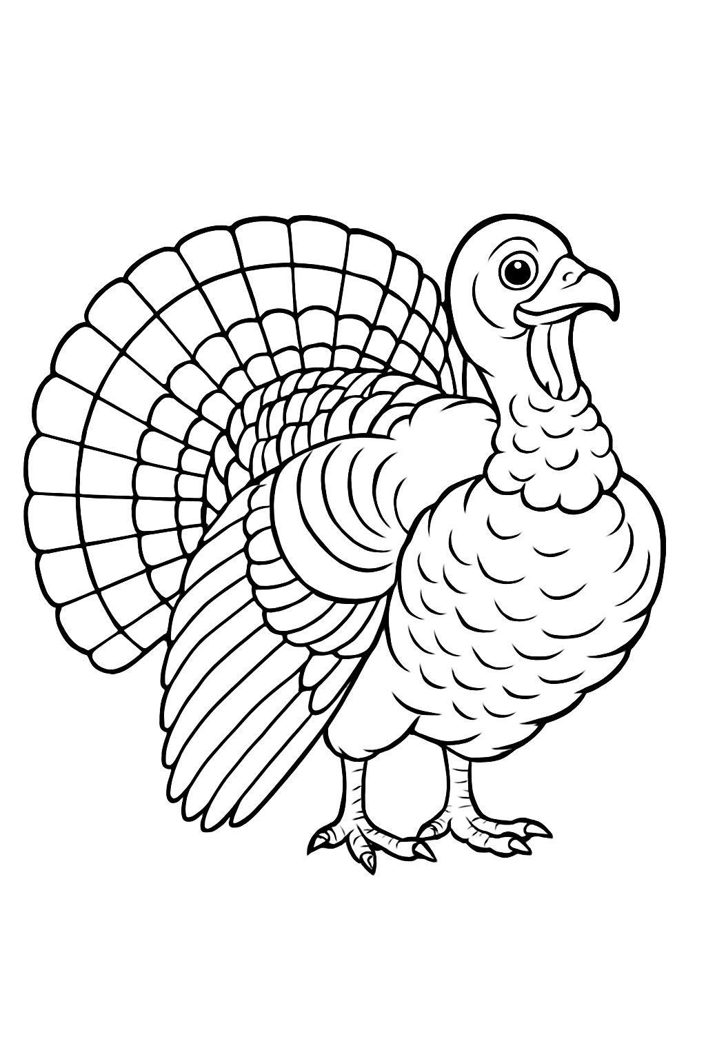 Intricate Black and White Turkey Line Art for Coloring Fun Coloring Book Pages