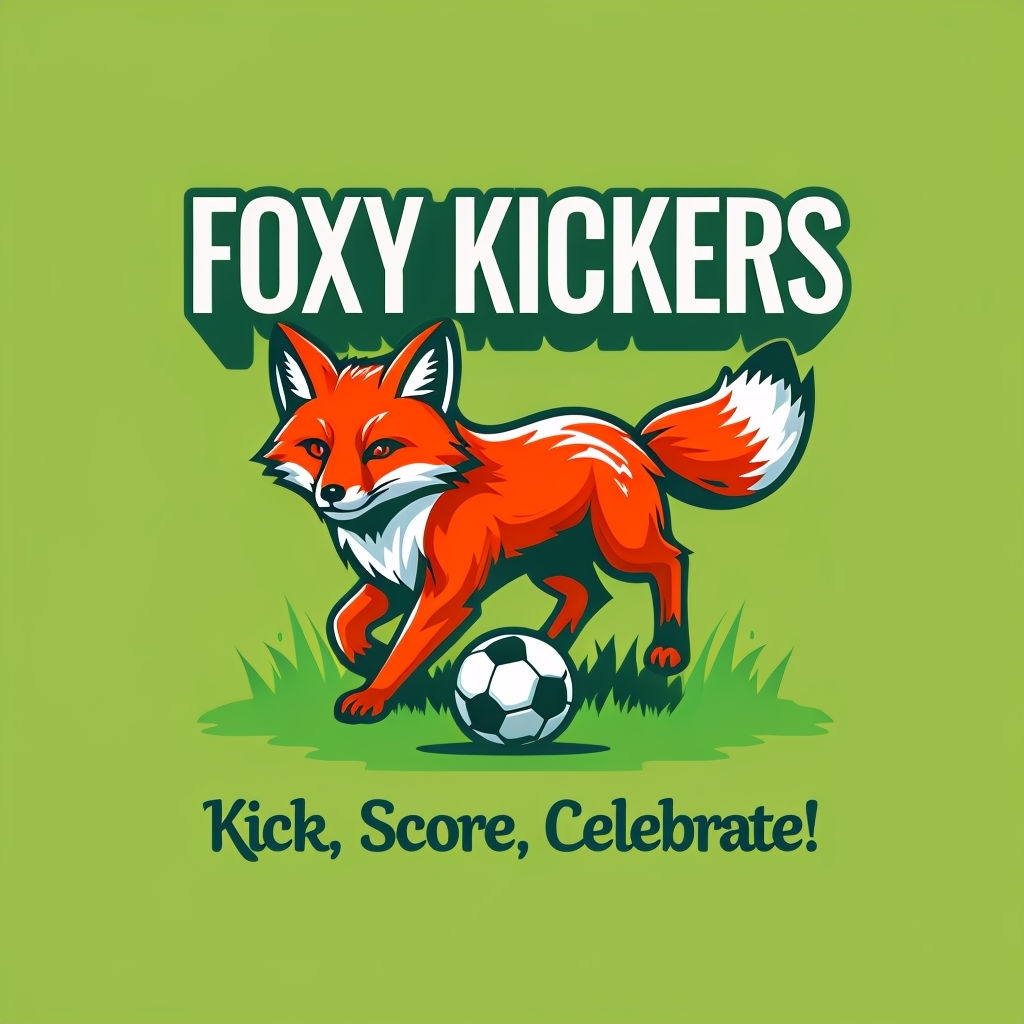 Playful Fox Dribbling Soccer Ball Logo for Foxy Kickers