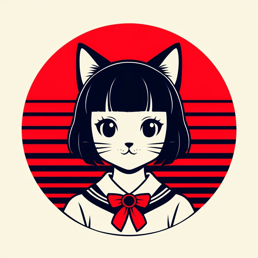 Cute Cat-Girl Character Illustration T-Shirt