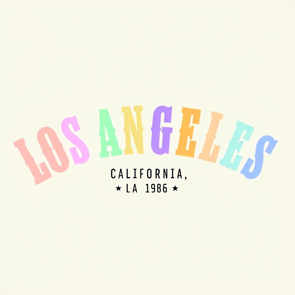 Pastel Colored Los Angeles Typography Design T-Shirt