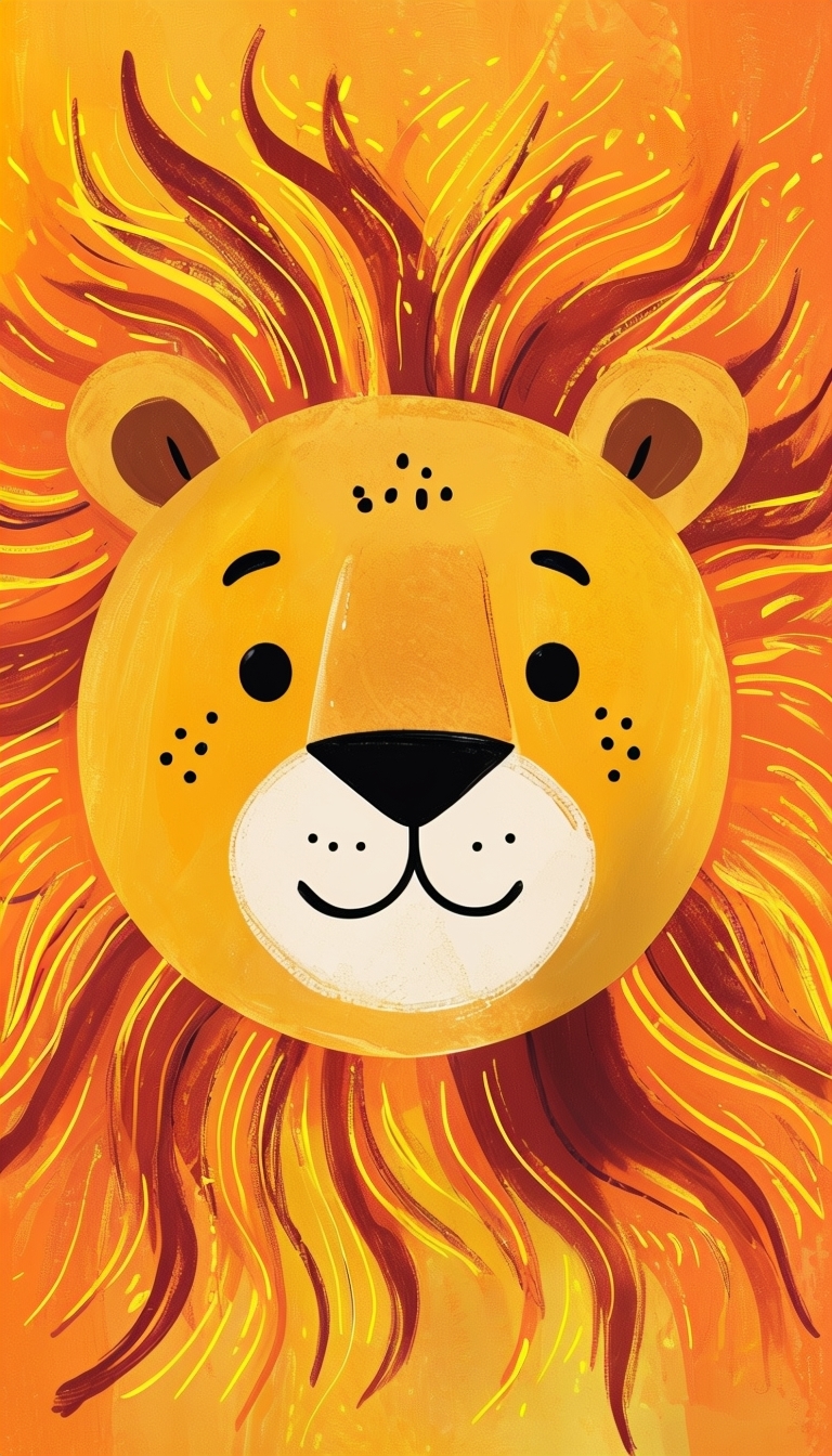 Vibrant Cartoon Lion Face Illustration Phone Case Cover