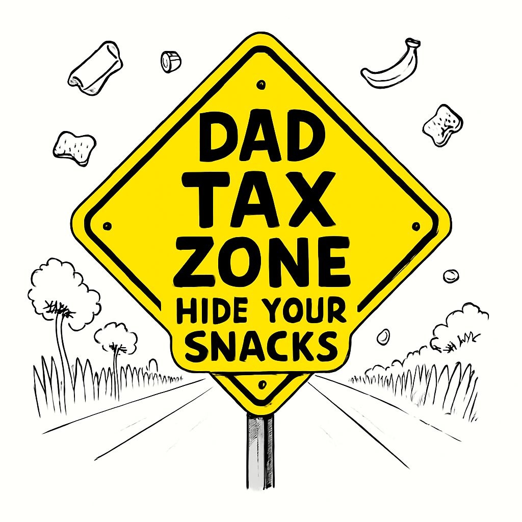 Humorous DAD TAX ZONE Road Sign Cartoon Sticker
