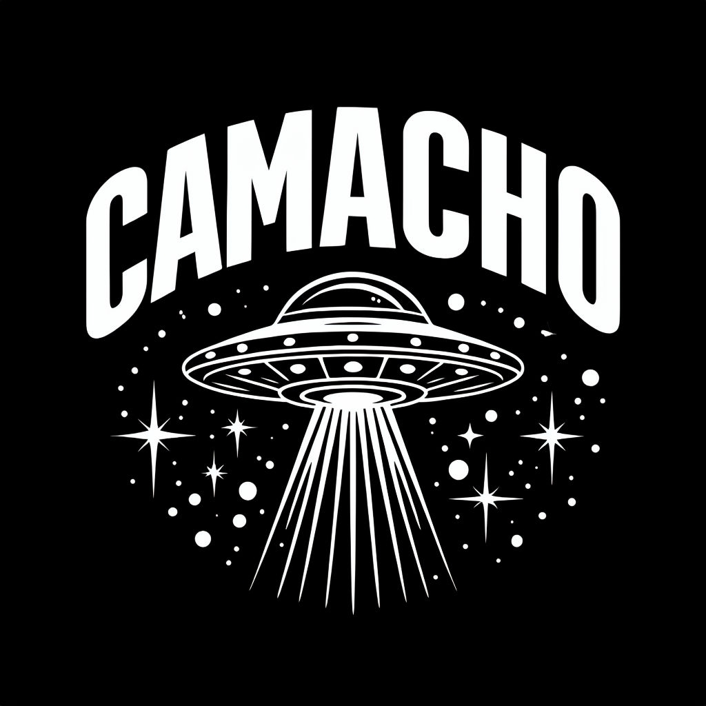 Bold Retro CAMACHO UFO Graphic Design T-Shirt