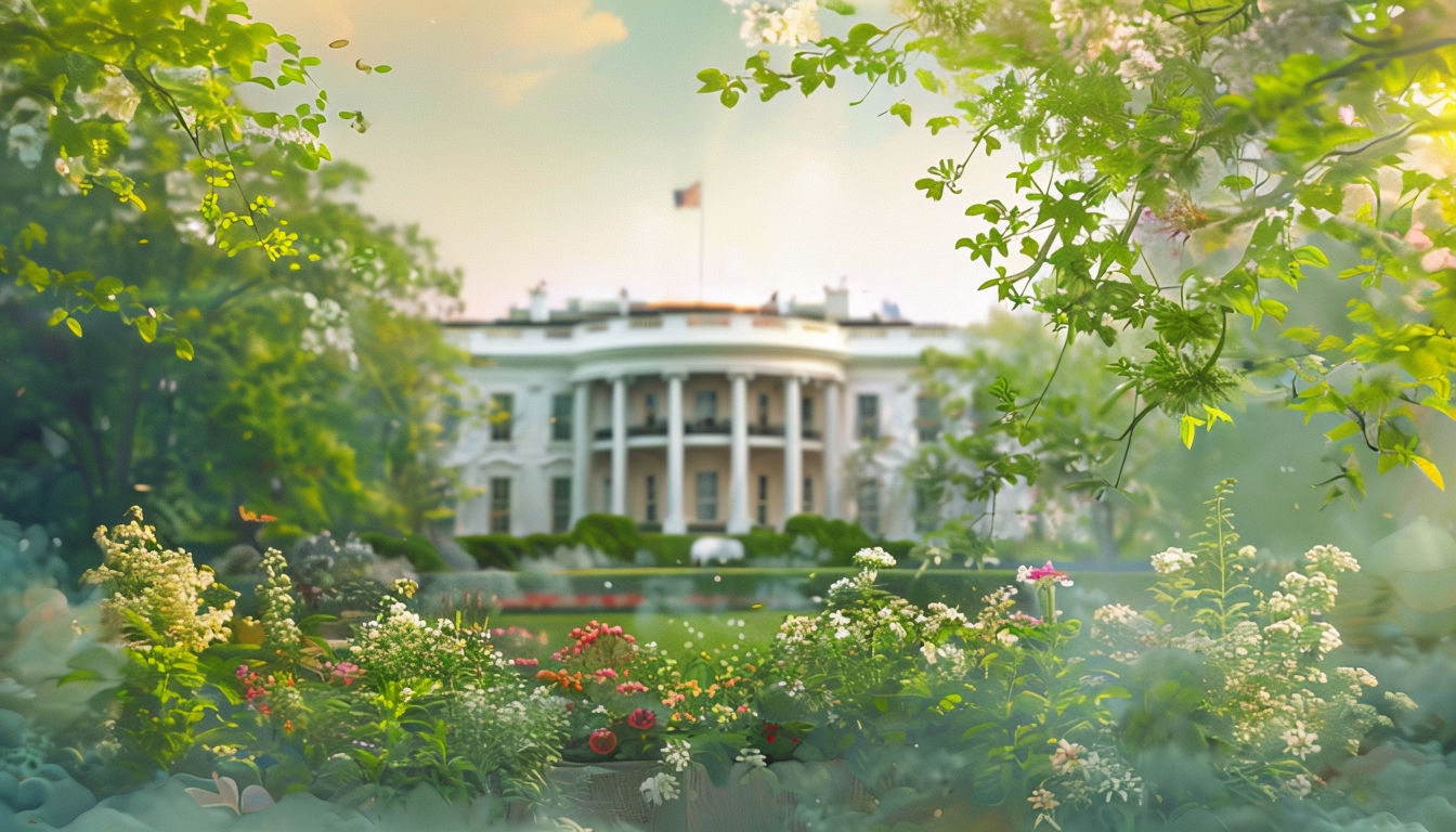 Tranquil White House Garden Virtual Background for Professional Meetings