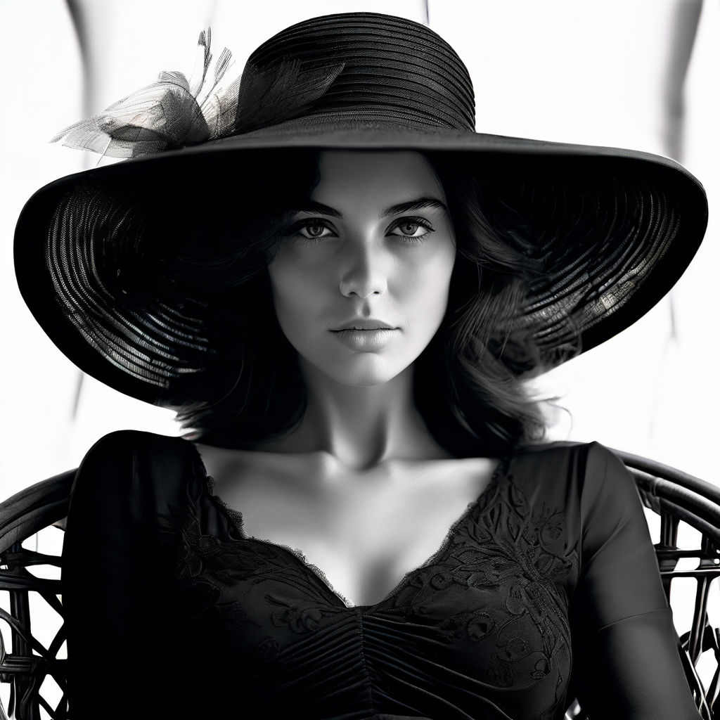 The Lady in Black. Fantasy. Photorealism. Black and white-bl... by ...