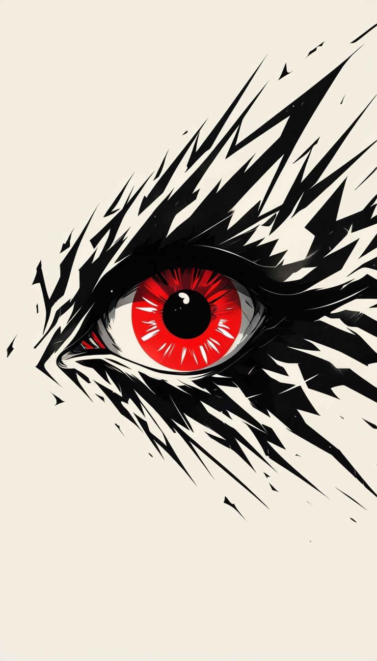 Striking Red Eye with Jagged Feathers Digital Art Phone Case Cover