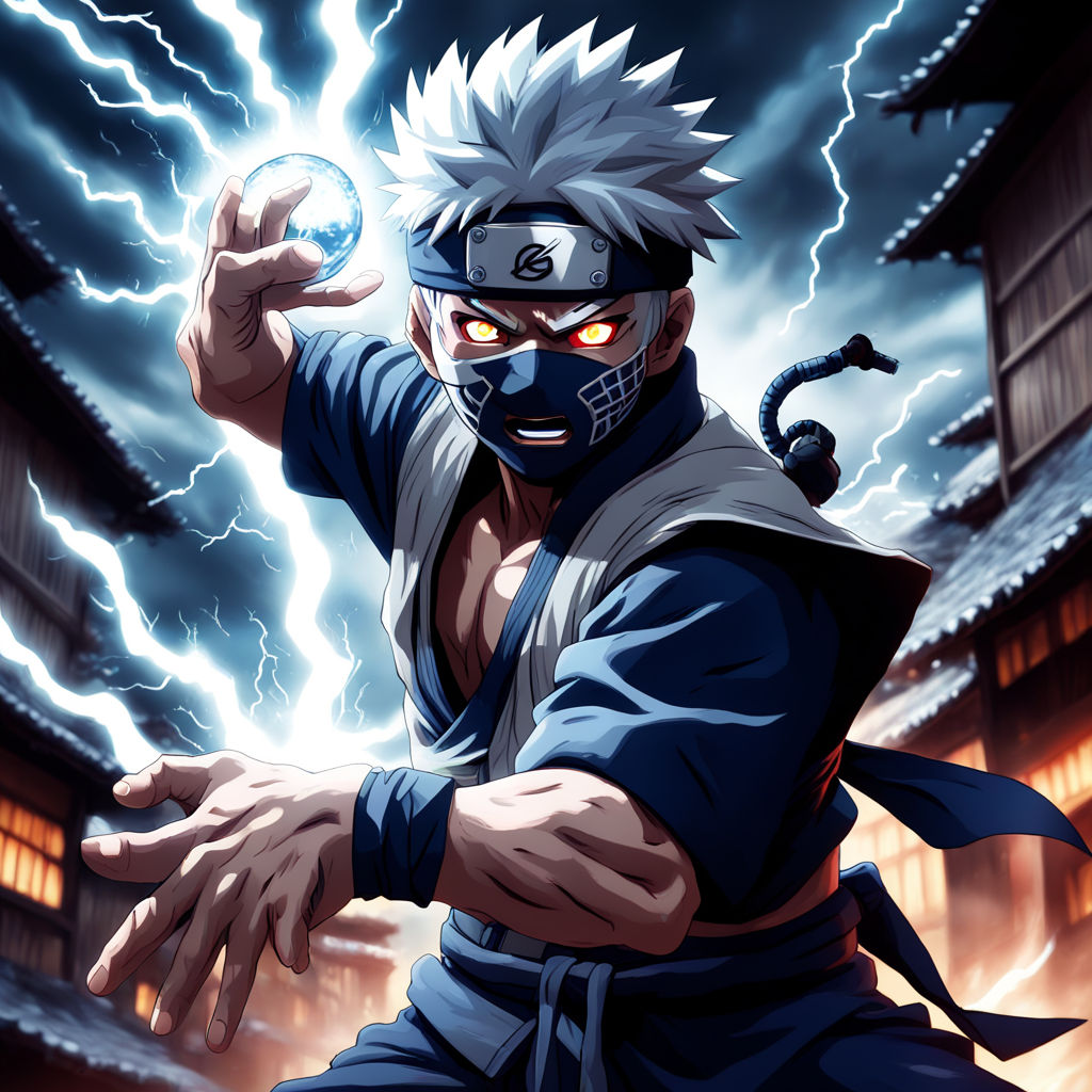 cool fighting stance kakashi hatake blood anime style