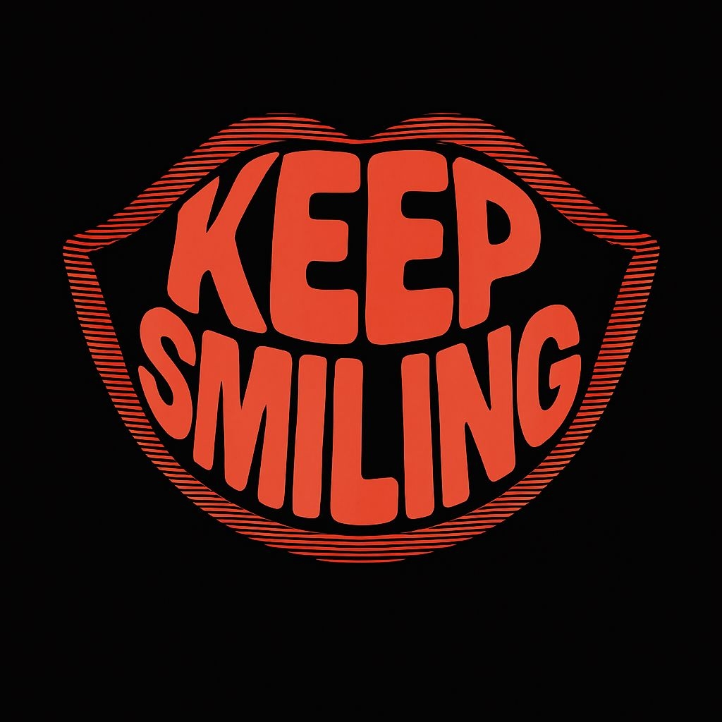 Bold Red Lips Keep Smiling Graphic Design T-Shirt
