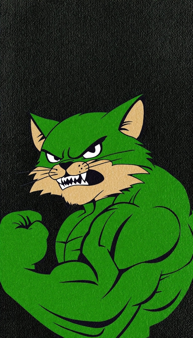 Muscular Green Cartoon Cat with Fierce Expression Phone Case Cover