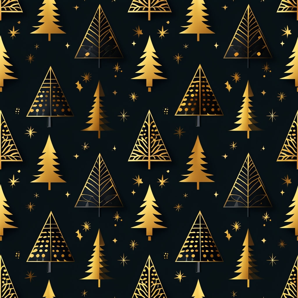 Elegant Minimalist Christmas Tree and Star Pattern Design Seamless Pattern