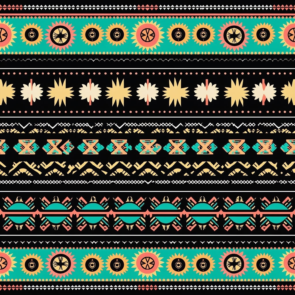 Vibrant Symmetrical Ethnic Geometric Pattern for Textile Design Seamless Pattern