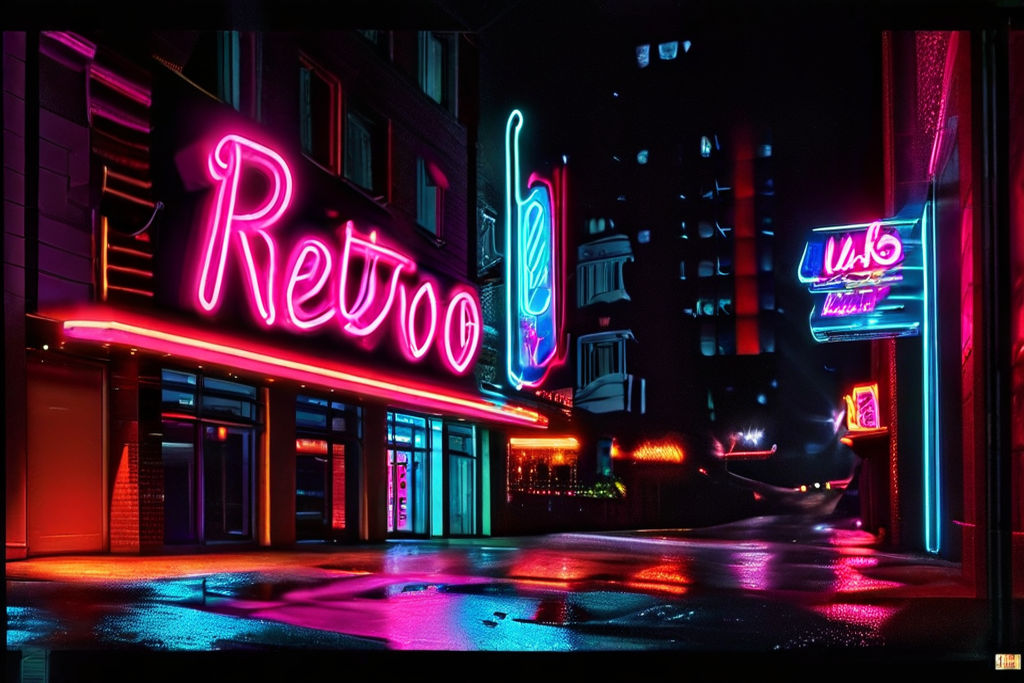 Maintain the original image with the neon sign in the 80s st... by ...