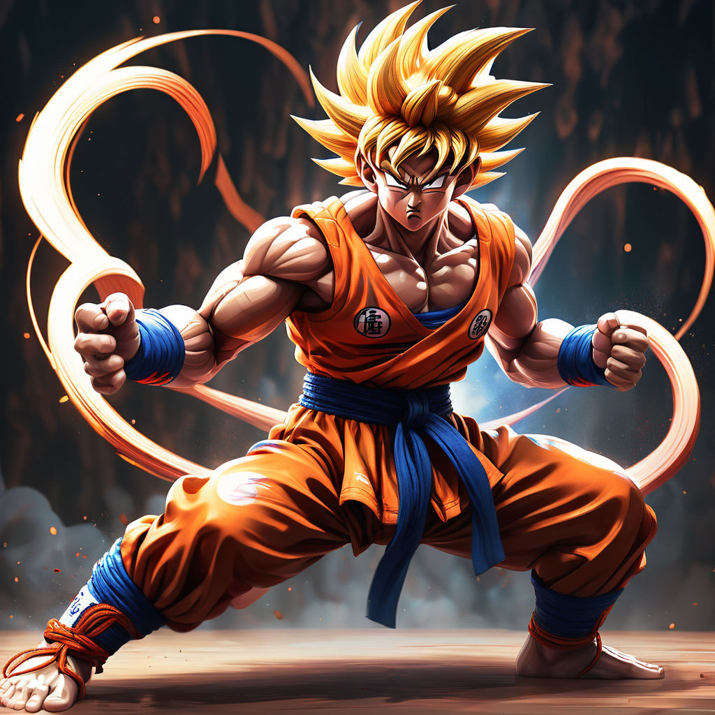 {{A dynamic full-body portrait of Goku dressed in the attire... by Jose ...