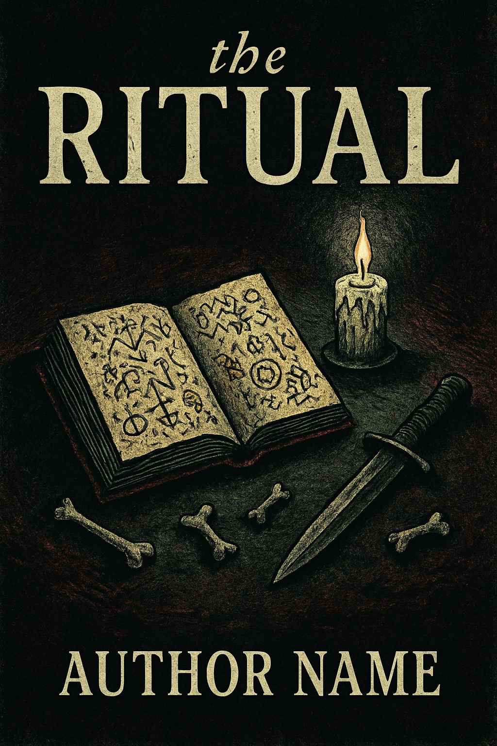 Gothic Spellbook and Candle Illustration for Dark Fantasy EBook Cover